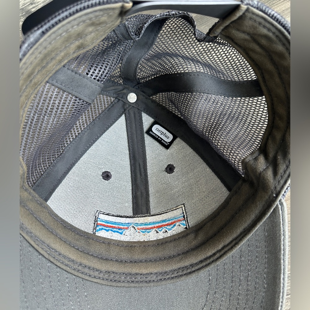 Patagonia Hat Cap Snap Back Brown Blue Mountains Logo Trucker Mesh Mens - Picture 5 of 7
